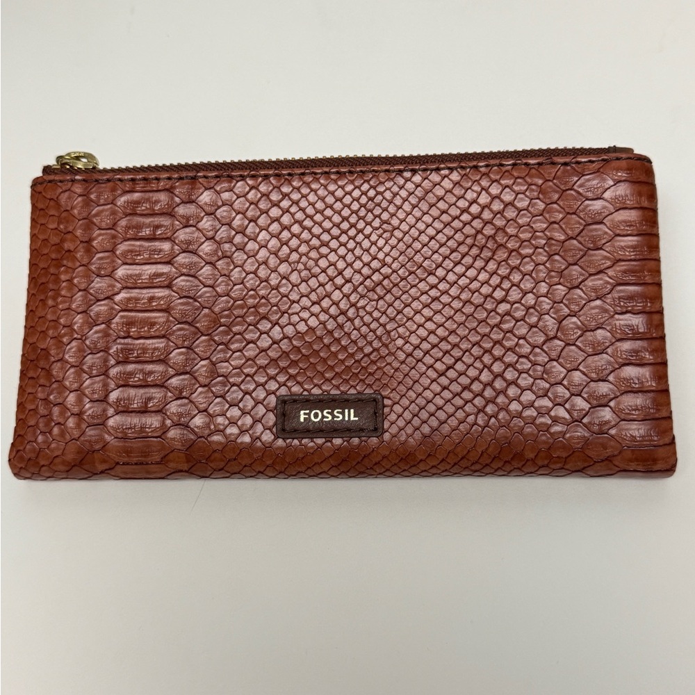 Fossil Brown Leather Wallet with Snap Closure